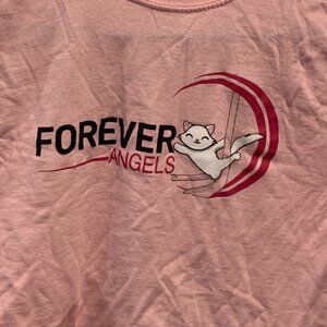 ❣️2/$36 Forever Aerial Studio Forever Angels Brand Logo Kitty Cat Silks Shirt S